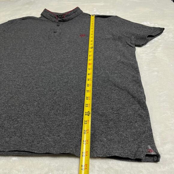 The Kooples Sport Polo Men's L Classic Fit Blade Collar Heathered Gray Crimson - Picture 6 of 7